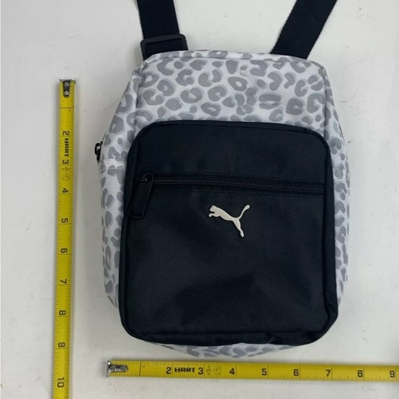 PUMA-Nylon Women Crossbody Bag Black/Gray Animal Print Zip Pockets - Picture 4 of 5